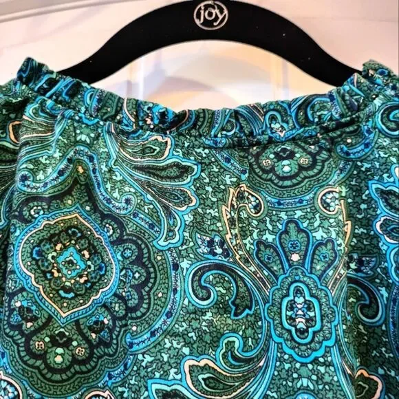 NWT GRAND & GREENE, LARGE, PAISLEY TIE NECK WITH TASSELS TRUMPET SLEEVE TOP - Picture 6 of 11